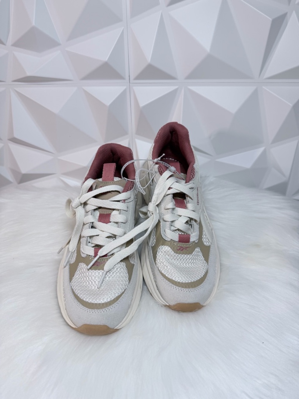 Reebok Women's Mesh Trainer in Light Gray & Mauve